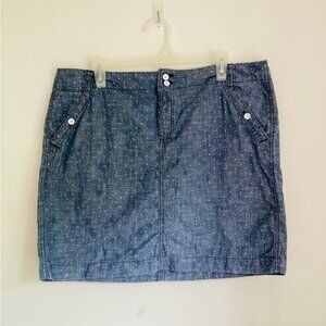 Tommy Hilfiger Blue Polka Dot Chambray Skirt Size 14 100% Cotton